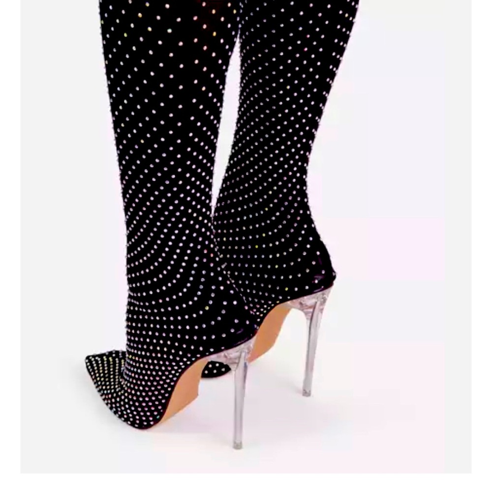 Thigh High Long Sock Boot In Black